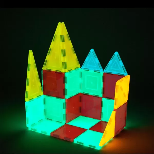 imagePicassoTiles Kids Toy Building Block Set Glow in The Dark Children Construction Kit Magnet Tiles Magnetic STEM Interlocking Playboard Educational Learning Stacking Blocks Child Brain Development PT60Glow in The Dark
