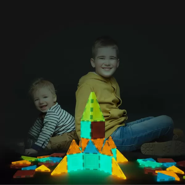 imagePicassoTiles Kids Toy Building Block Set Glow in The Dark Children Construction Kit Magnet Tiles Magnetic STEM Interlocking Playboard Educational Learning Stacking Blocks Child Brain Development PT60Glow in The Dark