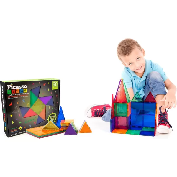 imagePicassoTiles Kids Toy Building Block Set Glow in The Dark Children Construction Kit Magnet Tiles Magnetic STEM Interlocking Playboard Educational Learning Stacking Blocks Child Brain Development PT60Glow in The Dark