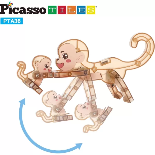 imagePicassoTiles Magnetic Build a Panda ampamp Monkey Set Magnet Tile Blocks Addon Expansion Pack with Panda Cub Monkey ampamp Baby Monkey Preschool Learning Educational Toddler Sensory Pretend Play Toy Ages 3