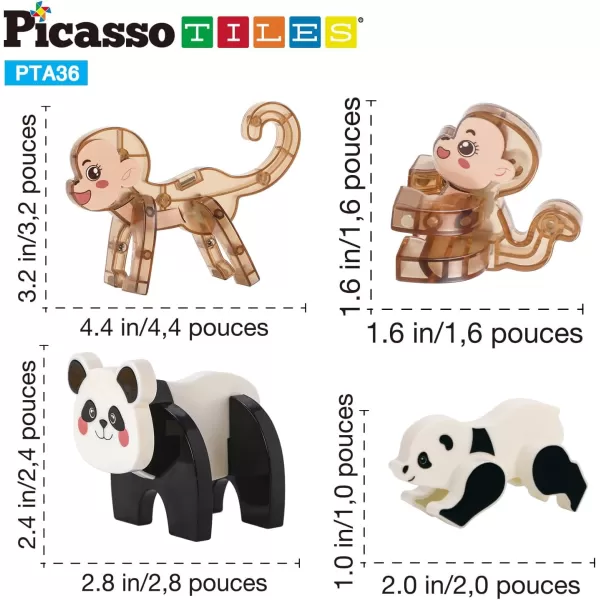 imagePicassoTiles Magnetic Build a Panda ampamp Monkey Set Magnet Tile Blocks Addon Expansion Pack with Panda Cub Monkey ampamp Baby Monkey Preschool Learning Educational Toddler Sensory Pretend Play Toy Ages 3