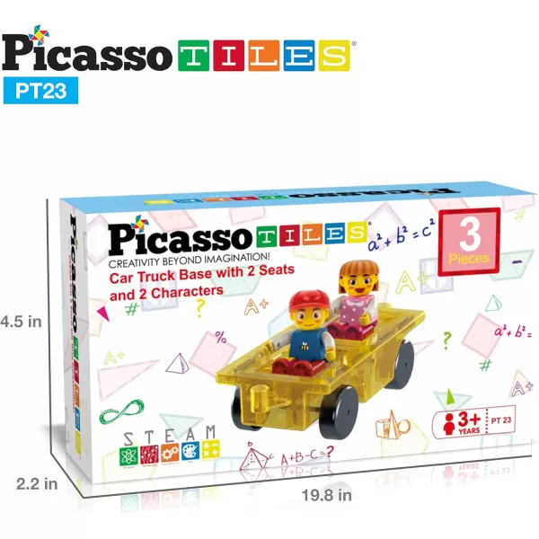 imagePicassoTiles Magnetic Car Play Set with Action Figures for Kids 3  STEM Building Block Vehicle Toy