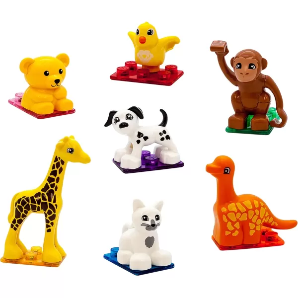 imagePicassoTiles Magnetic Figures 5 Piece Vehicle and Action Figure Set Including School Bus Car Truck and 2 Drivers Magnet Expansion Pack Toddler Toy Kit Pretend Playset for Construction Building BlockAnimal