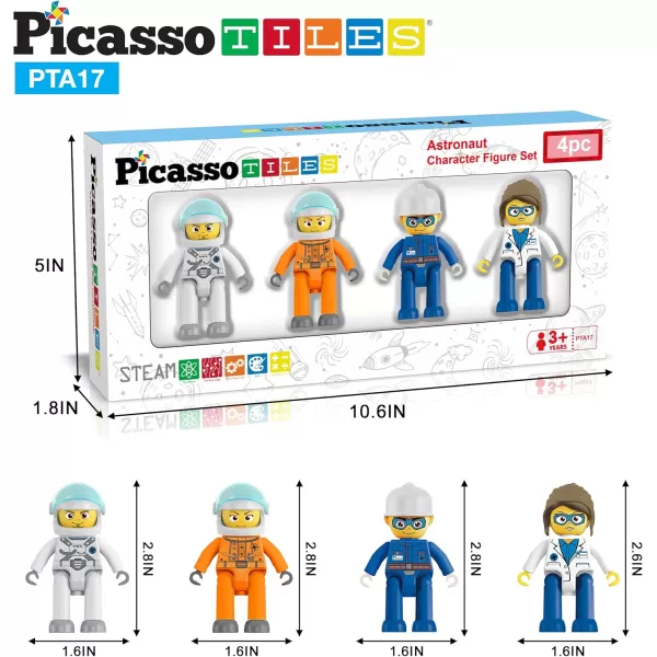 imagePicassoTiles Magnetic Figures 5 Piece Vehicle and Action Figure Set Including School Bus Car Truck and 2 Drivers Magnet Expansion Pack Toddler Toy Kit Pretend Playset for Construction Building BlockAstronaut