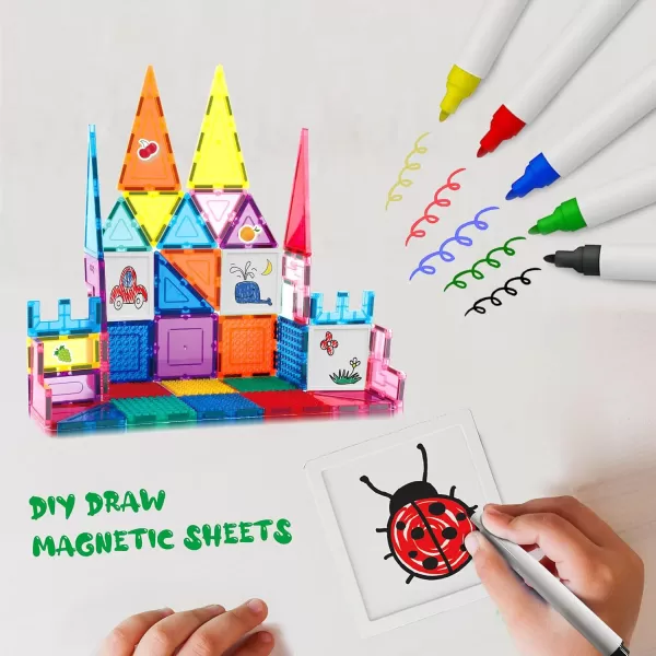 imagePicassoTiles Mega Magnetic Building Block 350 Piece Set Magnet Tile Construction Blocks with Car Base Character Figures Markers Whiteboard 110 Page Ideabook Included for Ages 3 Up STEM Learning