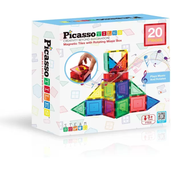 imagePicassoTiles Music Box Magnet Tile Building Block Musical Mechanism Piano Magnetic Tiles Blocks Construction Toy Set STEM Learning Education Kit Playset Boys Girls Toddlers Gift Kids Age 3 ampamp Up PTE20