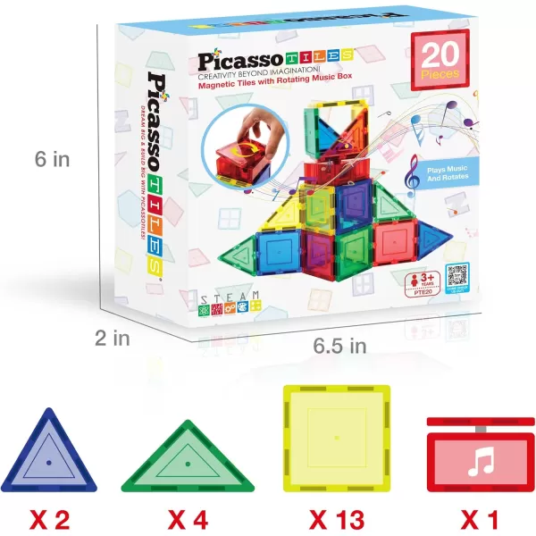 imagePicassoTiles Music Box Magnet Tile Building Block Musical Mechanism Piano Magnetic Tiles Blocks Construction Toy Set STEM Learning Education Kit Playset Boys Girls Toddlers Gift Kids Age 3 ampamp Up PTE20
