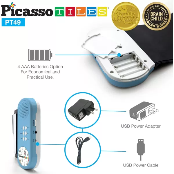 imagePicassoTiles PT49 Portable Kids 49Key Flexible Roll Up Educational Electronic Digital Music Piano Keyboard w Recording Feature 8 Different Tones 6 Educational Demo Songs ampamp Buildin Speaker  Blue