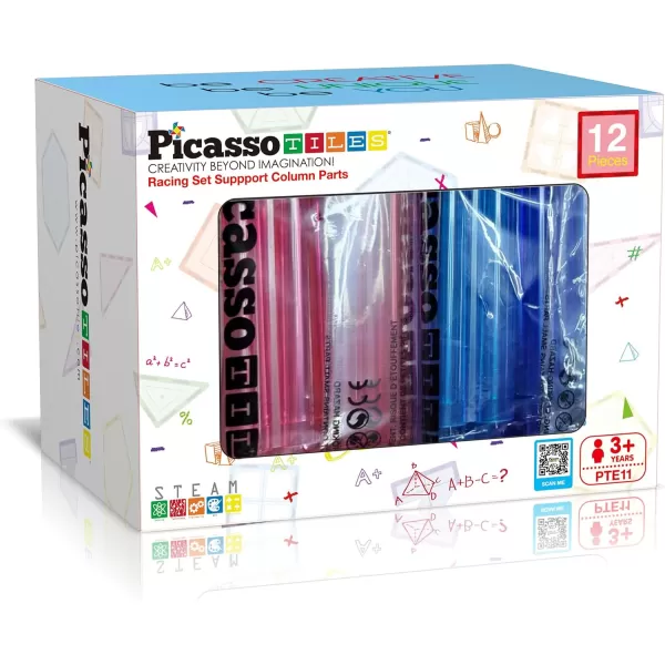 imagePicassoTiles Support Column Expansion Supporting Pack for Magnetic Race CarTrack Magnet Tile Building Block Construction Kit Education Toy Boys Girls STEM Puzzle Toy Kids Boy Girl Toddler 3