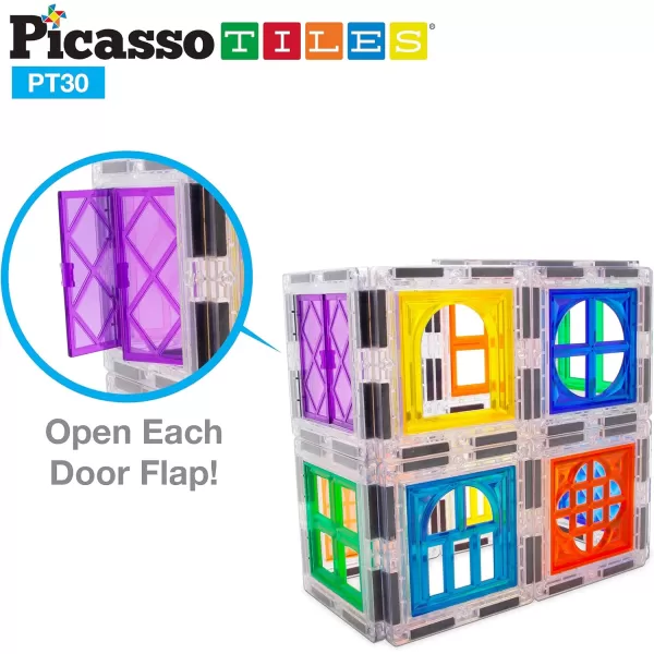 imagePicassoTiles Window and Door Clip On Magnetic Blocks Magnet Tiles Magnets Building Tile Construction Toy Set STEM Education Toys Learning Kit Stacking Block Playset Boys ampamp Girls Age 3 PT30