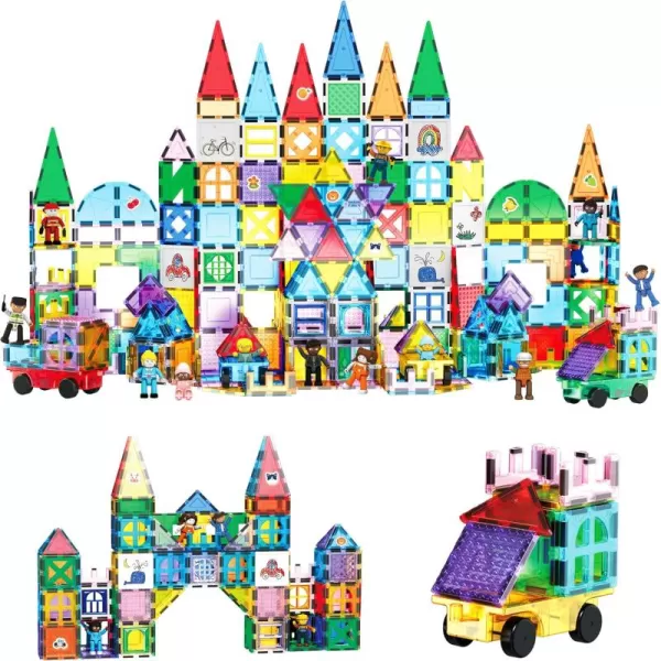 imagePicassoTiles Mega Magnetic Building Block 350 Piece Set Magnet Tile Construction Blocks with Car Base Character Figures Markers Whiteboard 110 Page Ideabook Included for Ages 3 Up STEM Learning