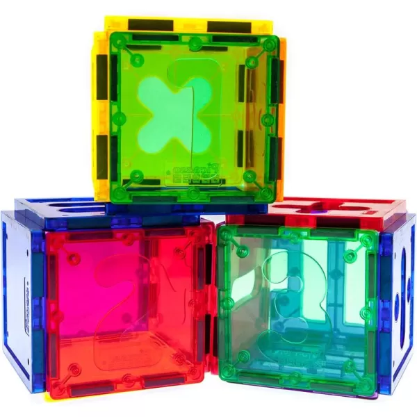imagePicassoTiles PT22 Magnetic Building Blocks Numerical Magnet Tiles Educational Kit Toy Set 3D Clear Color Stacking Block STEM Playboard Novelty Game wNumbers Roman Numerals and Math Symbols