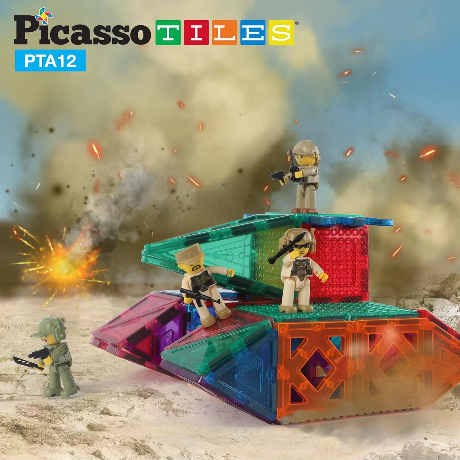 imagePicasso Toys Magnetic Action Figures Character Law Enforcement for Construction Building Block Tiles Toy Set Magnet Expansion Variety Pack Educational STEM Learning Kit Pretend Playset PTA12