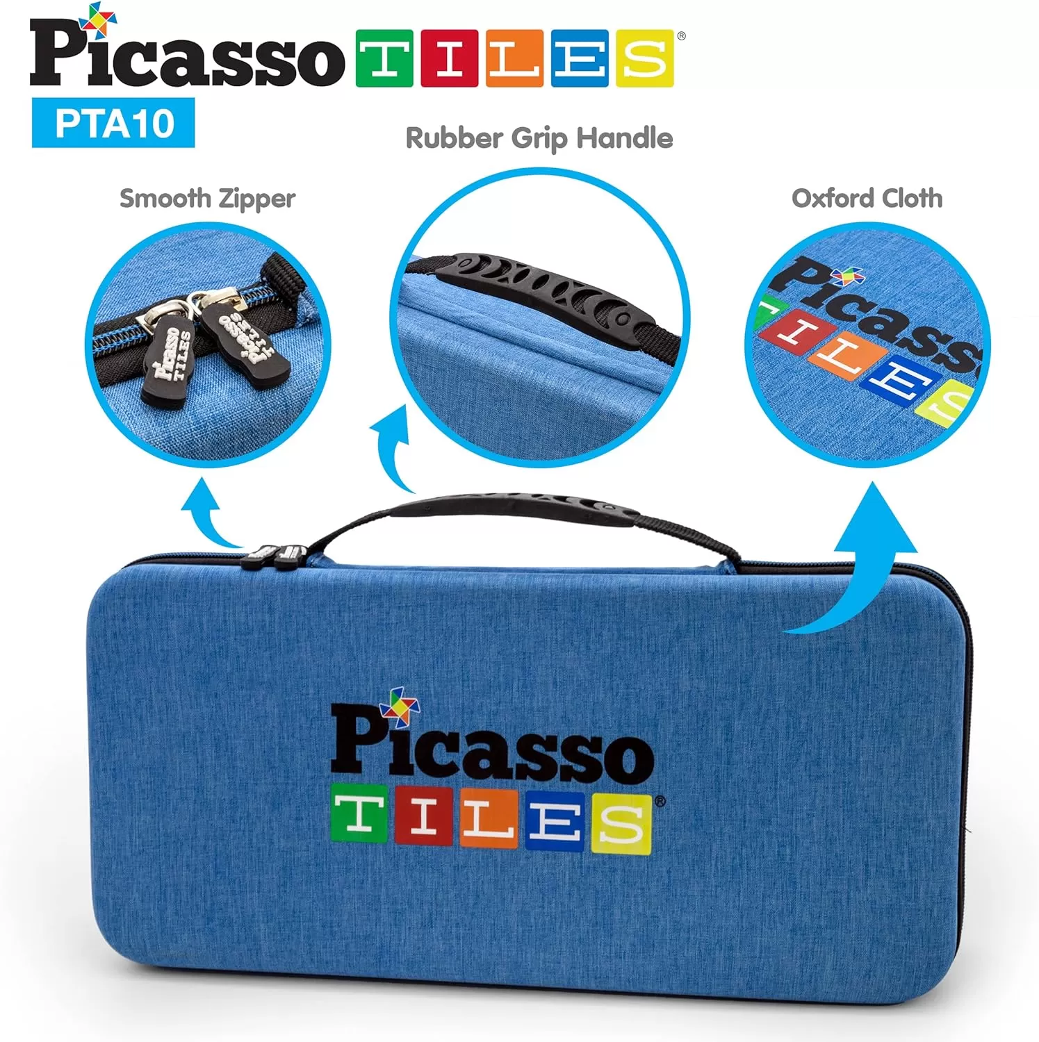 imagePicassoTiles 100PC Mini Magnetic Cube Puzzle  Toys Carrying Case  05 Mix ampamp Match Sensory Construction Toy Magnetic Tile Block Travel Bag Waterproof Oxford Cloth Storage Organizer Box