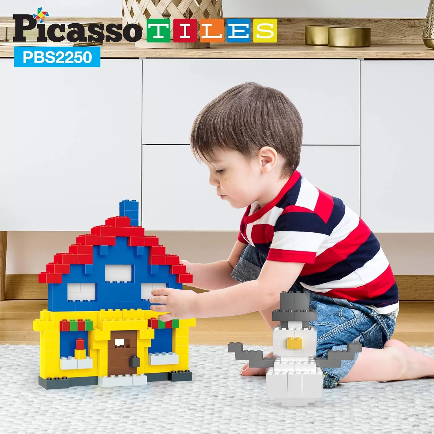 imagePicassoTiles 200 Piece Large Construction Brick Building Blocks STEM Bricks Toy Set Creative Learning Early Education Playset 5 Colors 4 Unique Shapes Mix ampamp Match Toys for Kids Boys Girls Child Age 3PBS2250