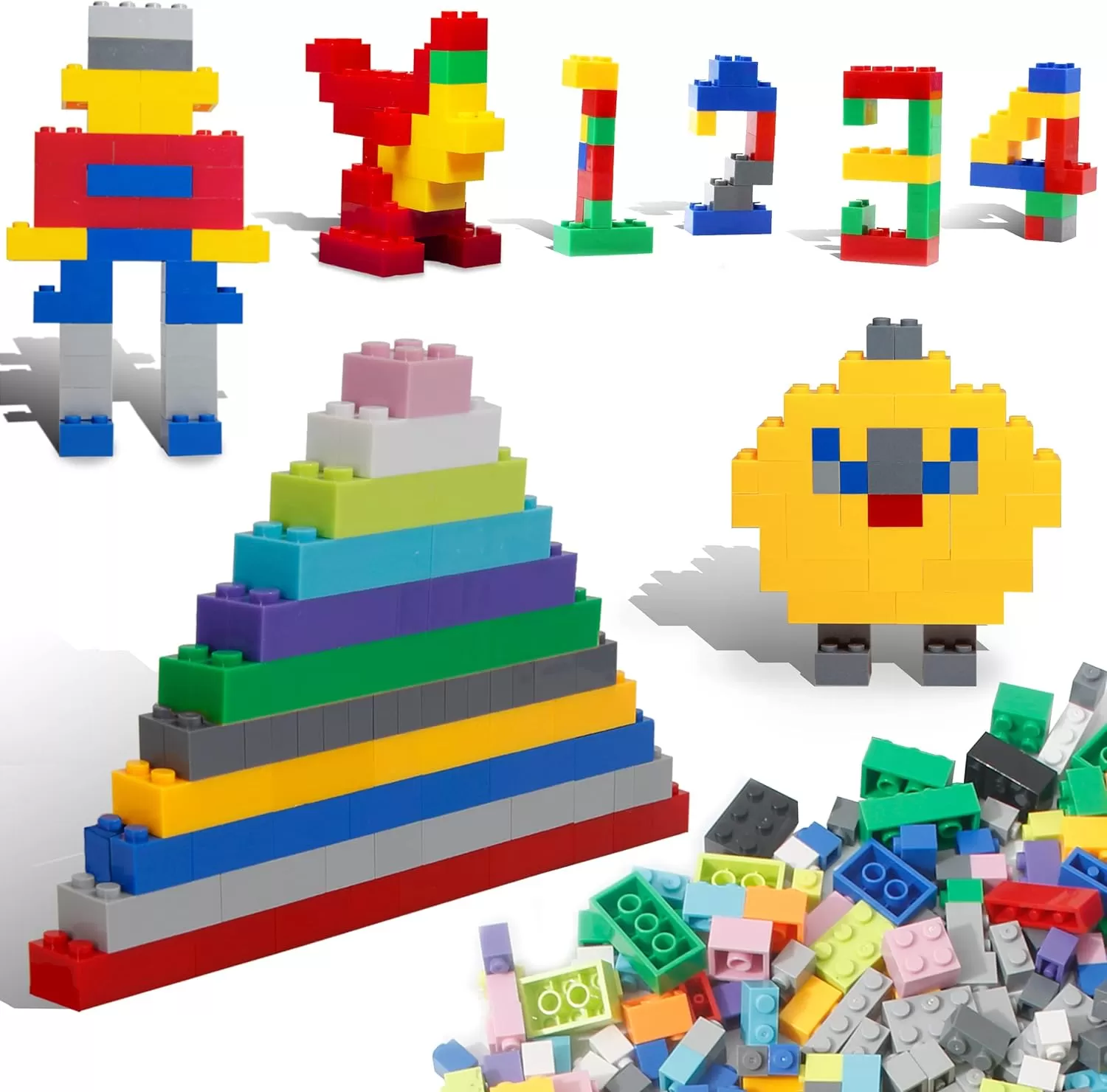 imagePicassoTiles 200 Piece Large Construction Brick Building Blocks STEM Bricks Toy Set Creative Learning Early Education Playset 5 Colors 4 Unique Shapes Mix ampamp Match Toys for Kids Boys Girls Child Age 3PBS1750