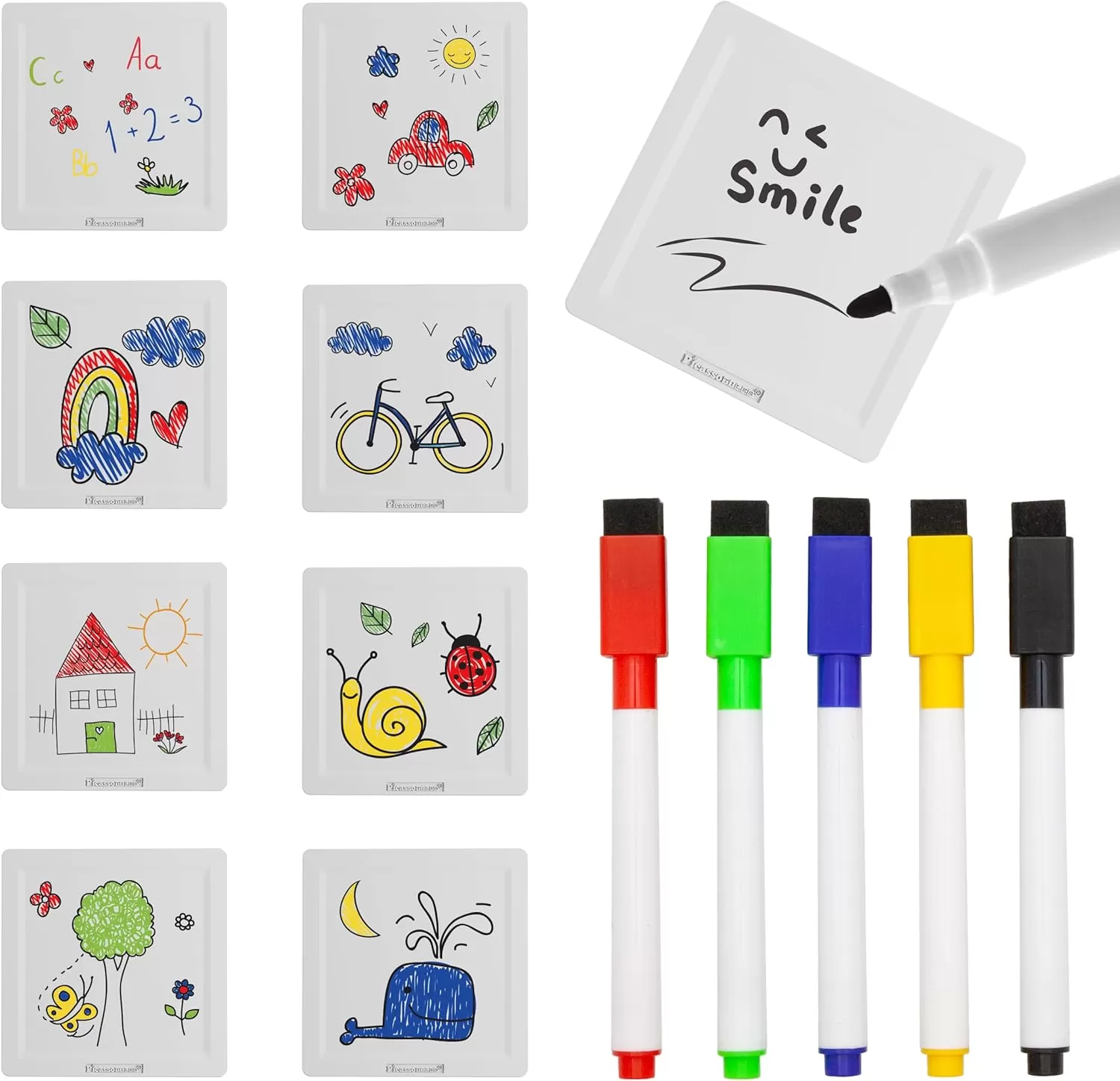 imagePicassoTiles Canvas Tiles Whiteboard with 8 Magnetic Building Tiles ampamp 5 Marker Pens Expansion Construction Blocks STEAM Learning Kits Educational Toy Set Preschool Toddler Child Kids Ages 3