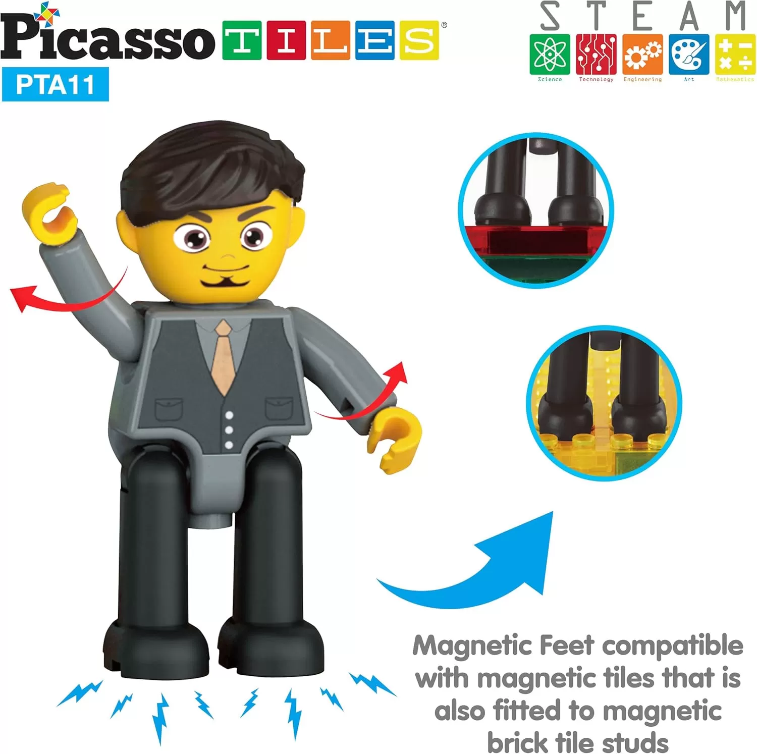 imagePicassoTiles Magnetic 4 Family Action Figures Toddler Toy Magnet Expansion Pack Educational Addon STEM Learning Kit Toys Pretend Playset for Construction Building Block Tiles Child Brain Development8 Family