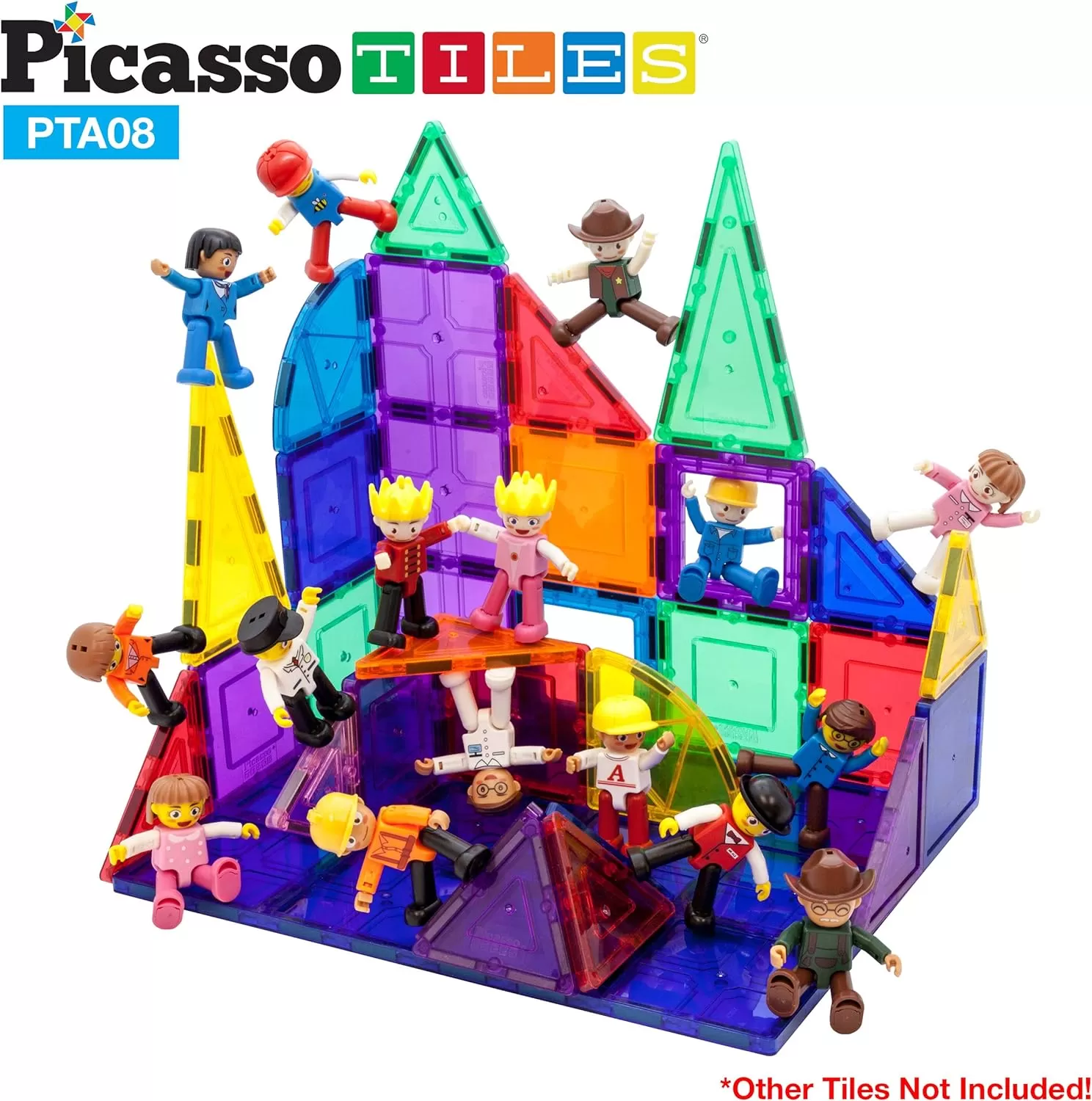imagePicassoTiles Magnetic 4 Family Action Figures Toddler Toy Magnet Expansion Pack Educational Addon STEM Learning Kit Toys Pretend Playset for Construction Building Block Tiles Child Brain Development16 Profession