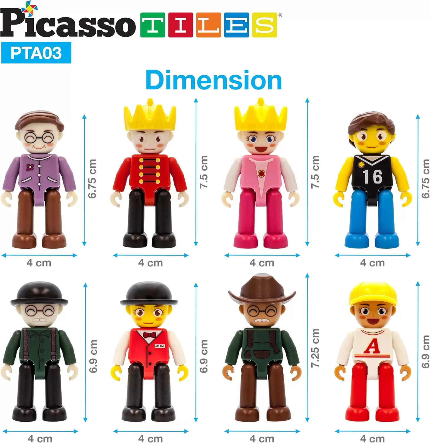 imagePicassoTiles Magnetic 4 Family Action Figures Toddler Toy Magnet Expansion Pack Educational Addon STEM Learning Kit Toys Pretend Playset for Construction Building Block Tiles Child Brain Development8 Profession