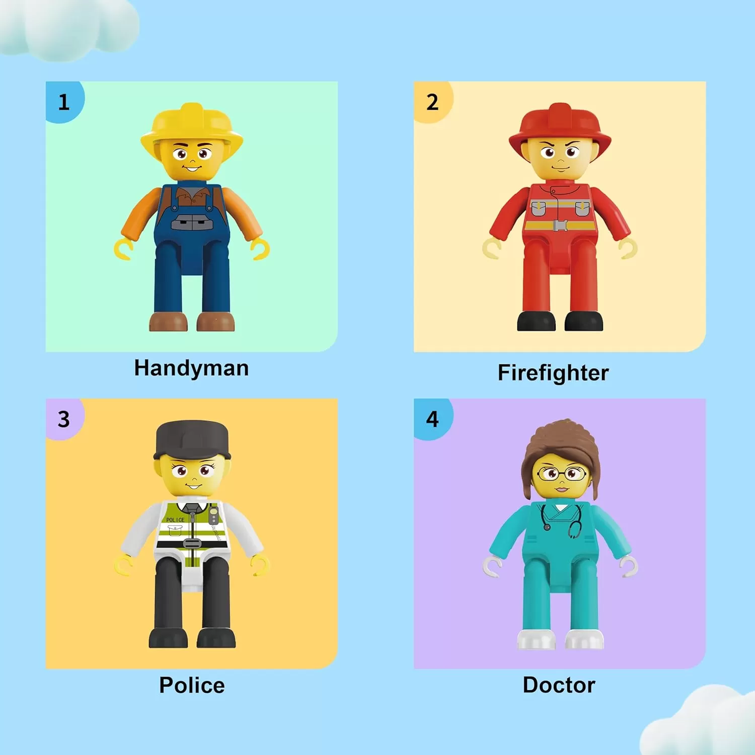 imagePicassoTiles Magnetic 4 Family Action Figures Toddler Toy Magnet Expansion Pack Educational Addon STEM Learning Kit Toys Pretend Playset for Construction Building Block Tiles Child Brain DevelopmentCity Builder