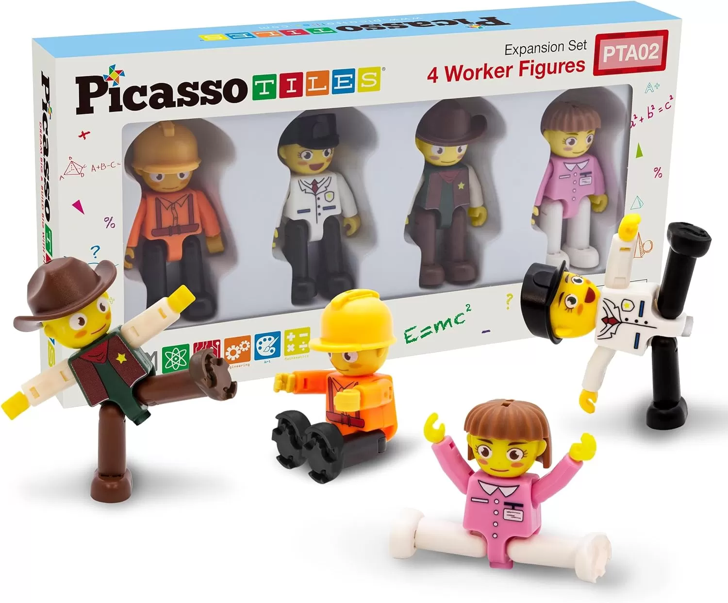 imagePicassoTiles Magnetic 4 Family Action Figures Toddler Toy Magnet Expansion Pack Educational Addon STEM Learning Kit Toys Pretend Playset for Construction Building Block Tiles Child Brain Development4 Profession