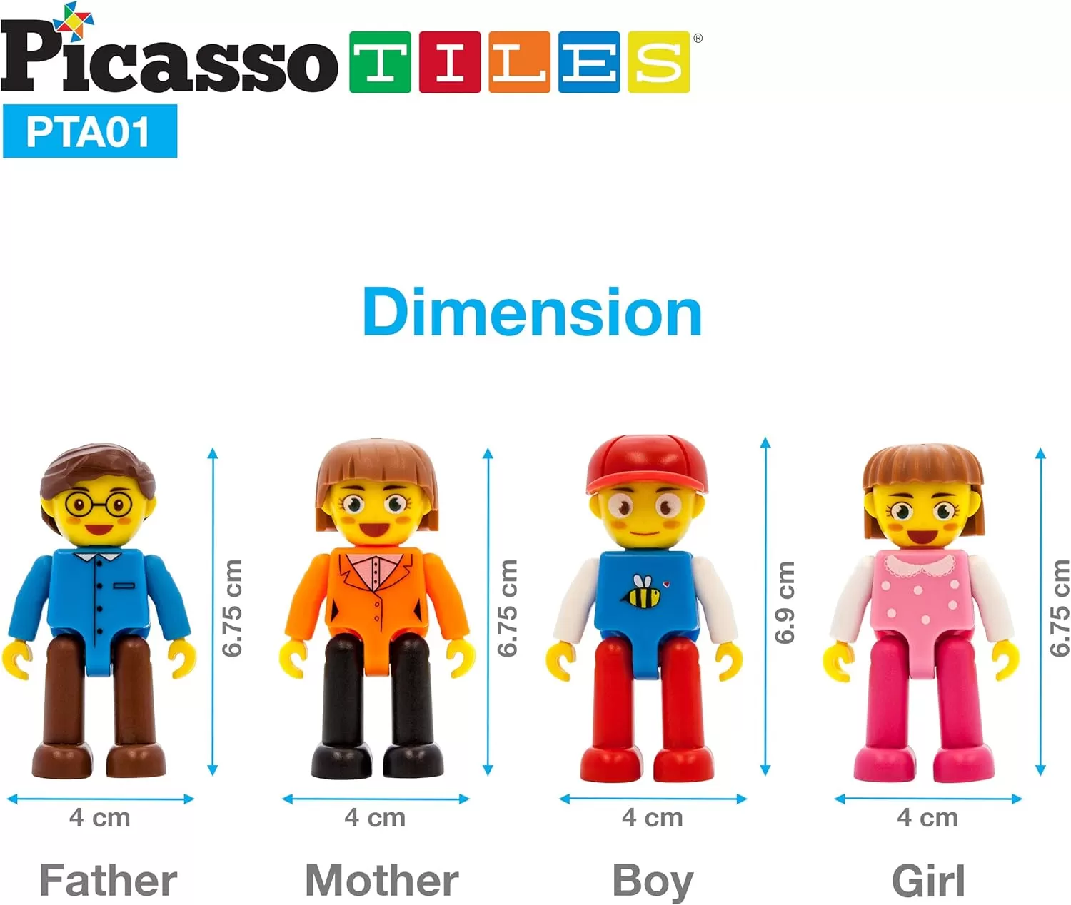 imagePicassoTiles Magnetic 4 Family Action Figures Toddler Toy Magnet Expansion Pack Educational Addon STEM Learning Kit Toys Pretend Playset for Construction Building Block Tiles Child Brain Development4 Family