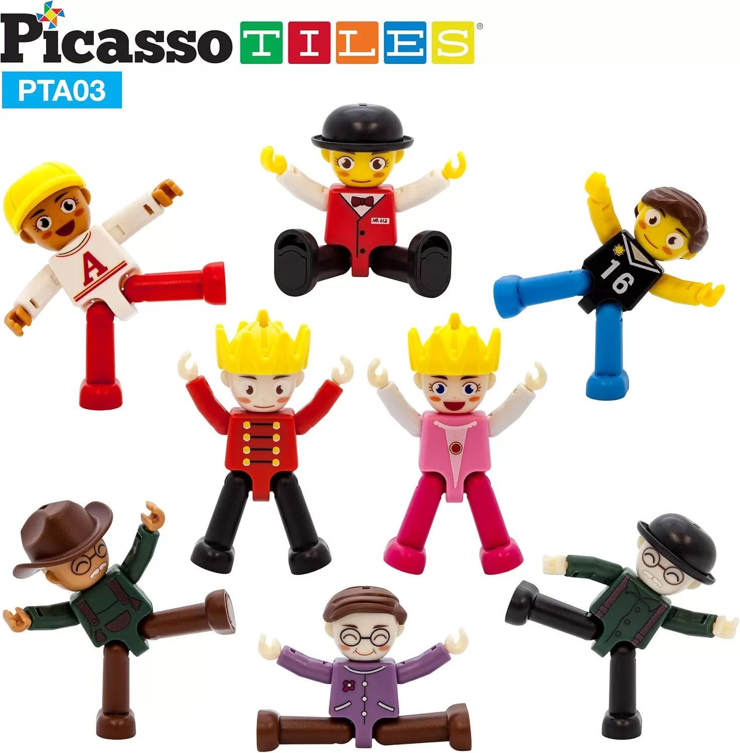 imagePicassoTiles Magnetic 4 Family Action Figures Toddler Toy Magnet Expansion Pack Educational Addon STEM Learning Kit Toys Pretend Playset for Construction Building Block Tiles Child Brain Development8 Profession