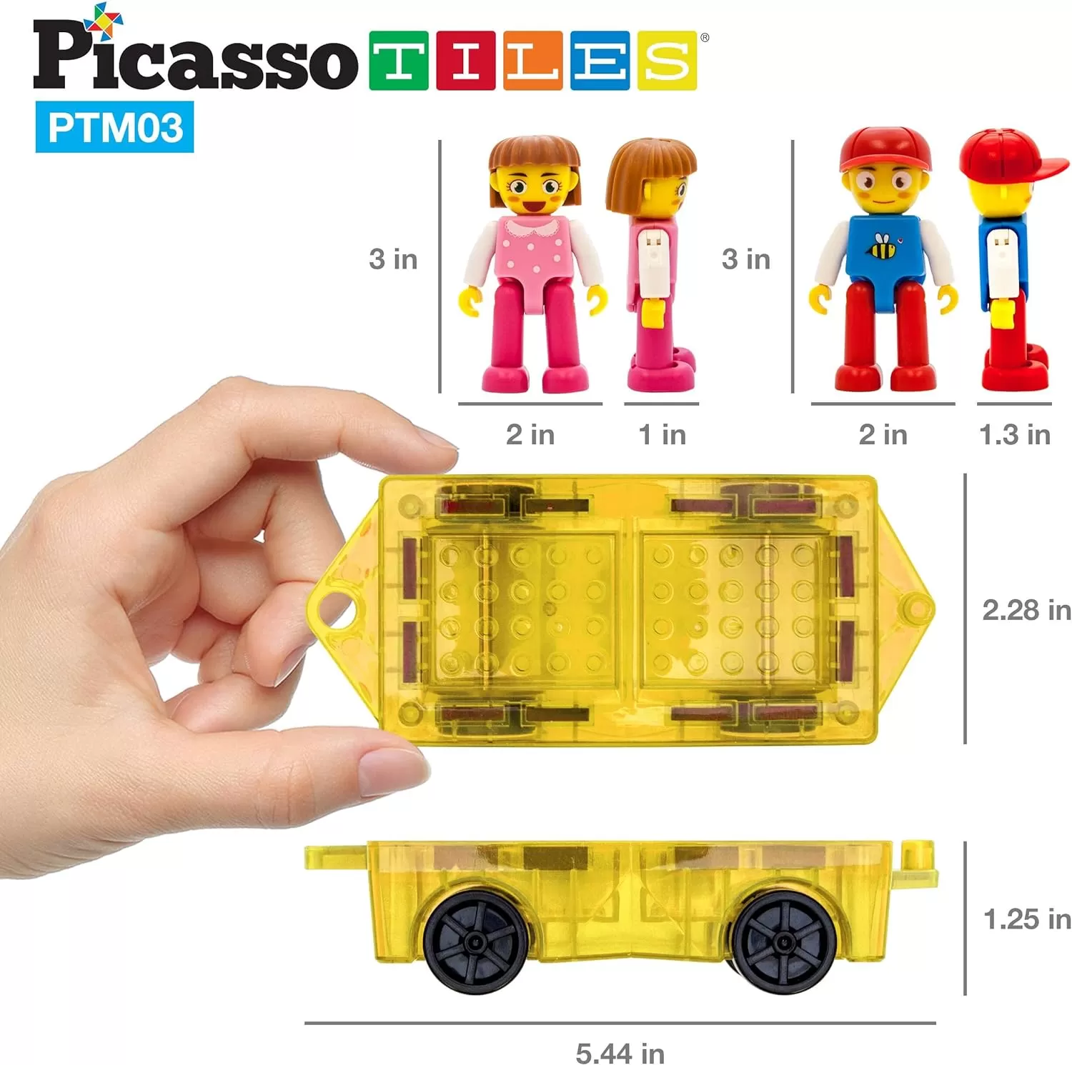 imagePicassoTiles Mini Magnetic Tiles Expansion Car Truck and Figures Play Set Kids Building Magnet Bricks STEM ampamp Learning Toys Magnetic Addons Car Toys Toddler Preschool 3 years and up boys and girls