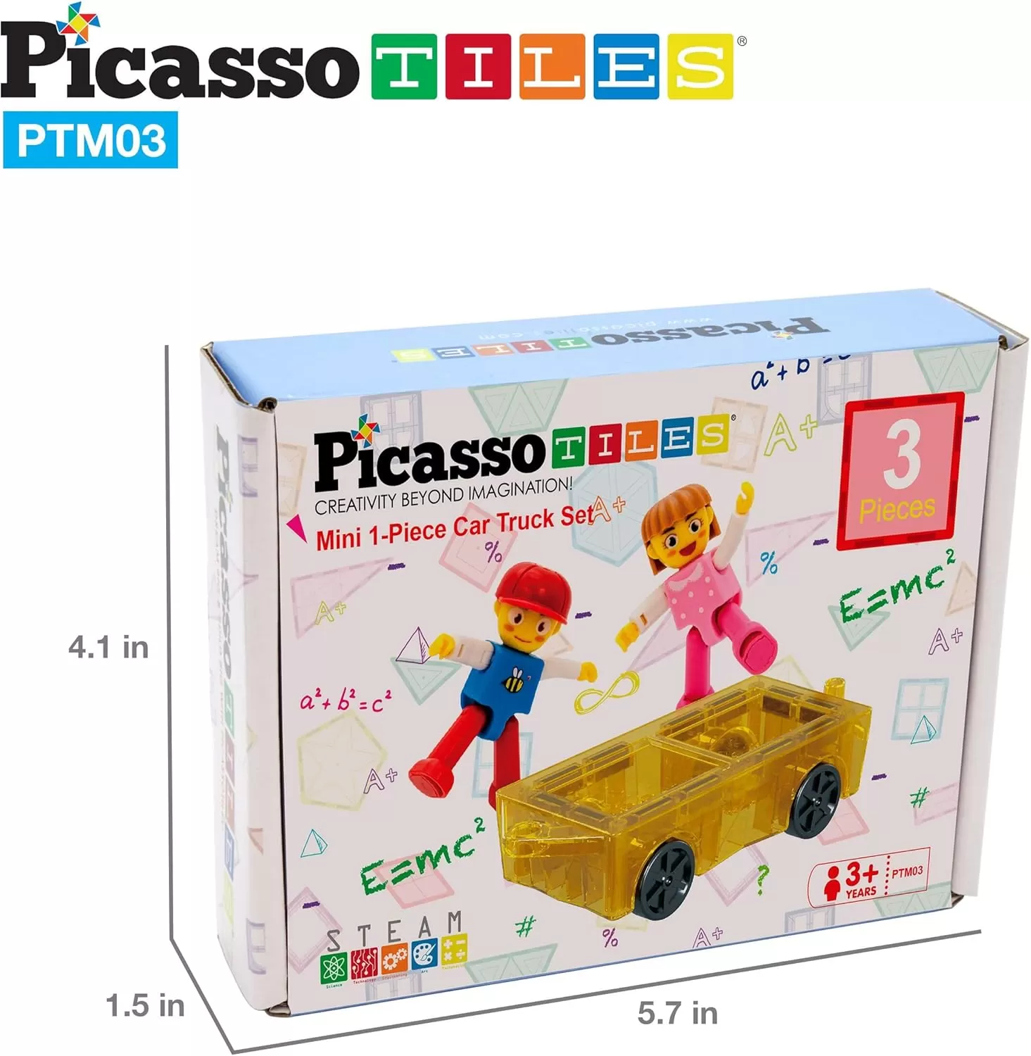 imagePicassoTiles Mini Magnetic Tiles Expansion Car Truck and Figures Play Set Kids Building Magnet Bricks STEM ampamp Learning Toys Magnetic Addons Car Toys Toddler Preschool 3 years and up boys and girls