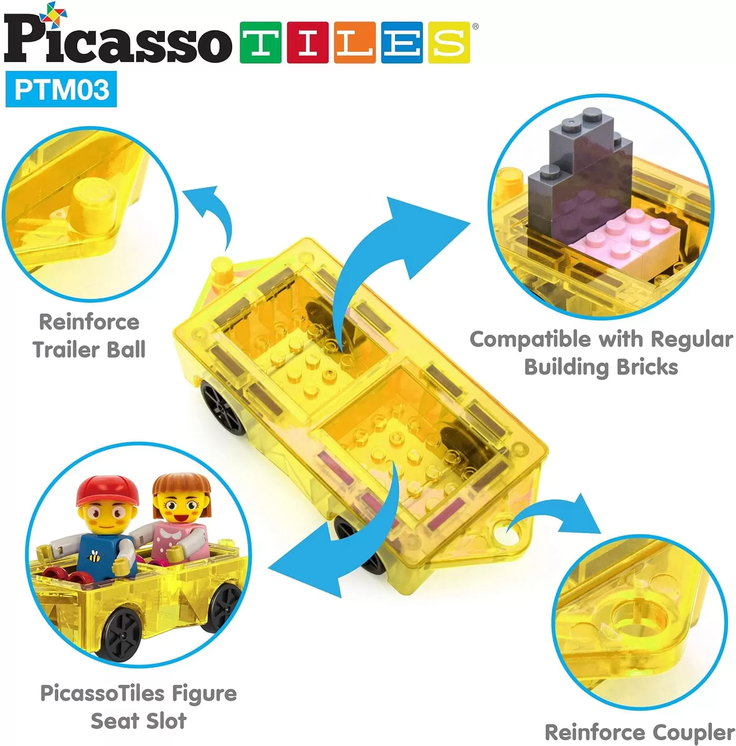 imagePicassoTiles Mini Magnetic Tiles Expansion Car Truck and Figures Play Set Kids Building Magnet Bricks STEM ampamp Learning Toys Magnetic Addons Car Toys Toddler Preschool 3 years and up boys and girls