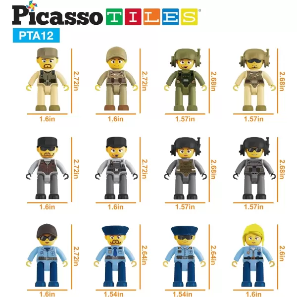 imagePicasso Toys Magnetic Action Figures Character Law Enforcement for Construction Building Block Tiles Toy Set Magnet Expansion Variety Pack Educational STEM Learning Kit Pretend Playset PTA12