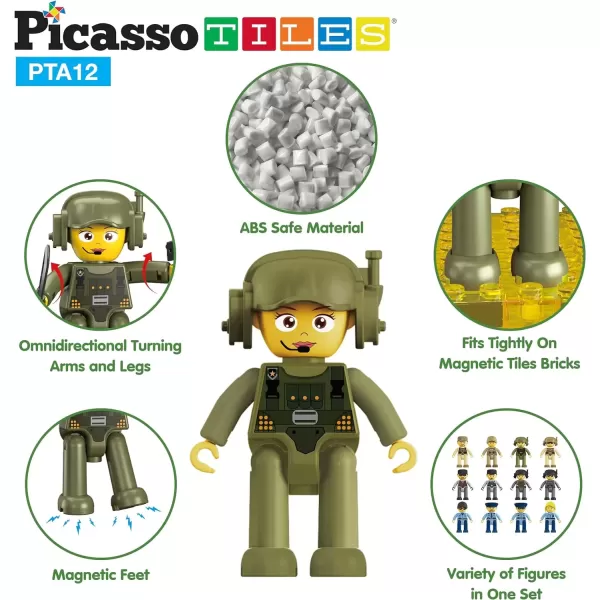 imagePicasso Toys Magnetic Action Figures Character Law Enforcement for Construction Building Block Tiles Toy Set Magnet Expansion Variety Pack Educational STEM Learning Kit Pretend Playset PTA12