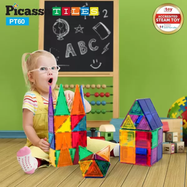 imagePicassoTiles 100PC Marble Run Race Track  60PC Magnet Tiles Fun ampamp Creative Playset Bundle STEAM Learning ampamp Educational Sensory Toy for Preschool ampamp Kindergarten Kids Ages 3 A Classroom Must Have