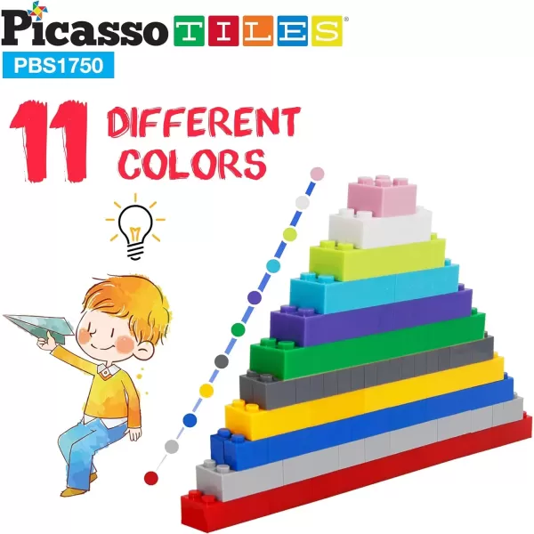imagePicassoTiles 200 Piece Large Construction Brick Building Blocks STEM Bricks Toy Set Creative Learning Early Education Playset 5 Colors 4 Unique Shapes Mix ampamp Match Toys for Kids Boys Girls Child Age 3PBS1750