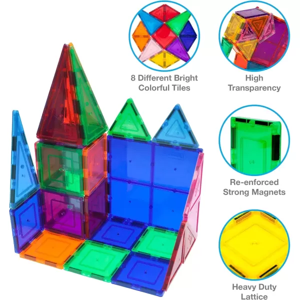 imagePicassoTiles 60PC Magnetic Tiles  Carry Case Bundle STEAM Educational Playset for Kids Includes Travel Storage Organizer  Fun Learning Construction Toy Engineering Design Sensory Development