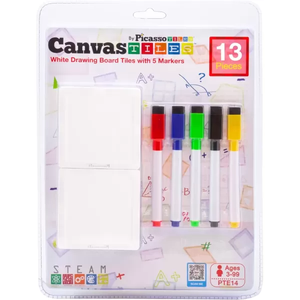 imagePicassoTiles Canvas Tiles Whiteboard with 8 Magnetic Building Tiles ampamp 5 Marker Pens Expansion Construction Blocks STEAM Learning Kits Educational Toy Set Preschool Toddler Child Kids Ages 3