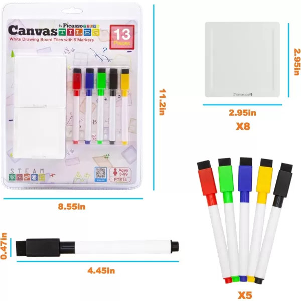 imagePicassoTiles Canvas Tiles Whiteboard with 8 Magnetic Building Tiles ampamp 5 Marker Pens Expansion Construction Blocks STEAM Learning Kits Educational Toy Set Preschool Toddler Child Kids Ages 3