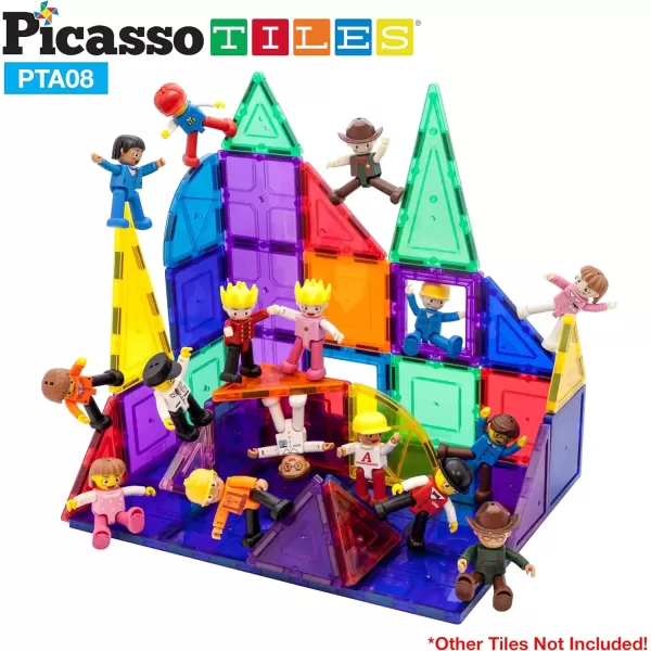 imagePicassoTiles Magnetic 4 Family Action Figures Toddler Toy Magnet Expansion Pack Educational Addon STEM Learning Kit Toys Pretend Playset for Construction Building Block Tiles Child Brain Development16 Profession