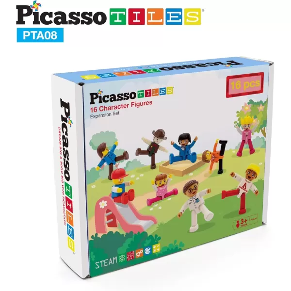 imagePicassoTiles Magnetic 4 Family Action Figures Toddler Toy Magnet Expansion Pack Educational Addon STEM Learning Kit Toys Pretend Playset for Construction Building Block Tiles Child Brain Development16 Profession