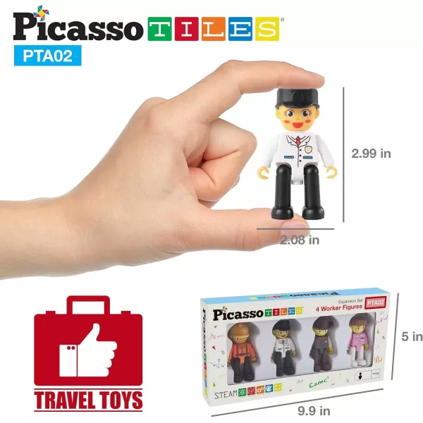 imagePicassoTiles Magnetic 4 Family Action Figures Toddler Toy Magnet Expansion Pack Educational Addon STEM Learning Kit Toys Pretend Playset for Construction Building Block Tiles Child Brain Development4 Profession