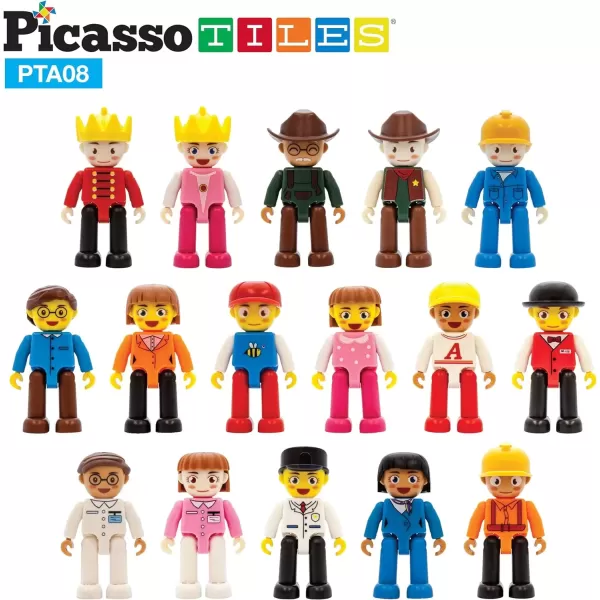 imagePicassoTiles Magnetic 4 Family Action Figures Toddler Toy Magnet Expansion Pack Educational Addon STEM Learning Kit Toys Pretend Playset for Construction Building Block Tiles Child Brain Development16 Profession