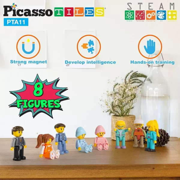 imagePicassoTiles Magnetic 4 Family Action Figures Toddler Toy Magnet Expansion Pack Educational Addon STEM Learning Kit Toys Pretend Playset for Construction Building Block Tiles Child Brain Development8 Family