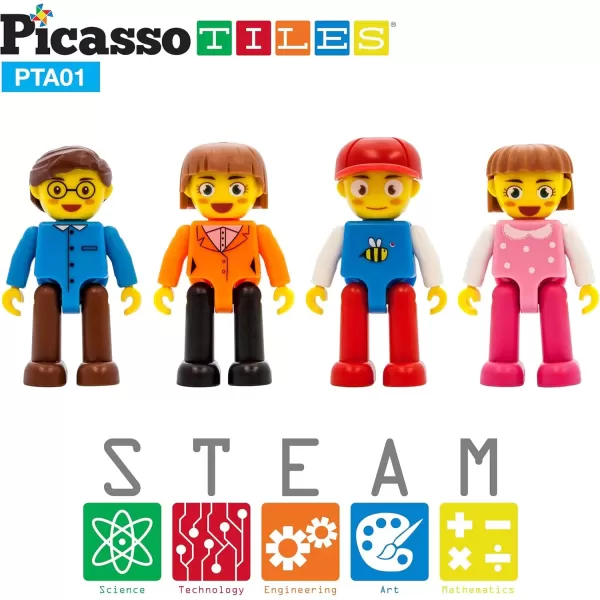 imagePicassoTiles Magnetic 4 Family Action Figures Toddler Toy Magnet Expansion Pack Educational Addon STEM Learning Kit Toys Pretend Playset for Construction Building Block Tiles Child Brain Development4 Family