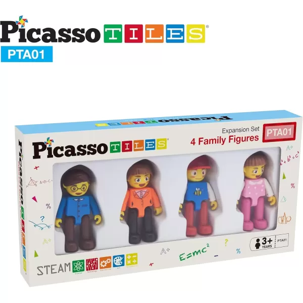 imagePicassoTiles Magnetic 4 Family Action Figures Toddler Toy Magnet Expansion Pack Educational Addon STEM Learning Kit Toys Pretend Playset for Construction Building Block Tiles Child Brain Development4 Family