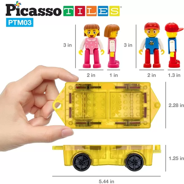 imagePicassoTiles Mini Magnetic Tiles Expansion Car Truck and Figures Play Set Kids Building Magnet Bricks STEM ampamp Learning Toys Magnetic Addons Car Toys Toddler Preschool 3 years and up boys and girls