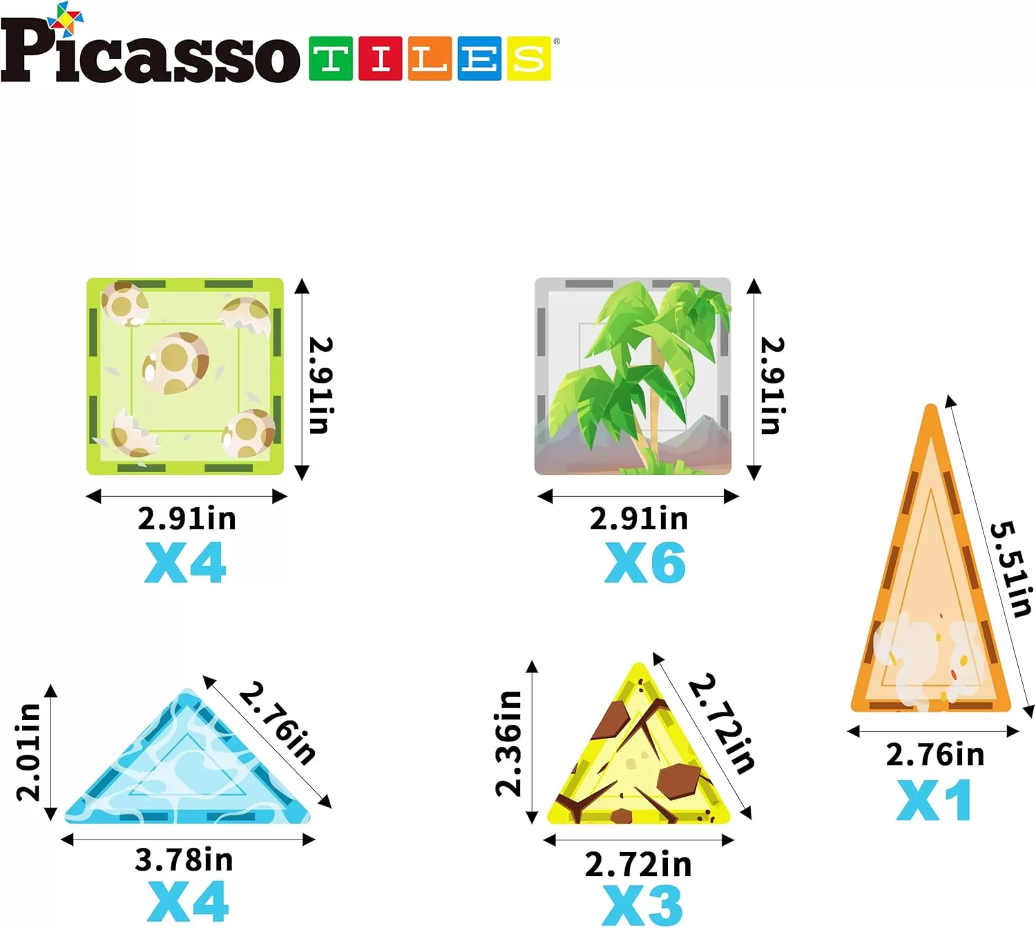 imagePicassoTiles Magnet Tile Building Blocks Marine Animal World Themed Playset with 8 Ocean Character Action Figures Magnetic Tiles STEM Learning Toy Construction Set Toddlers Boys Girls Ages 3 PTQ25Dinosaur World Themed