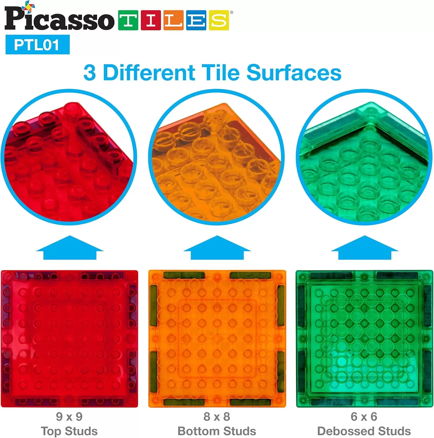 imagePicassoTiles Magnetic Brick Tiles STEM Creative Magnetic Tiles Building Block Set Building Brick Construction Toy Socket Spikes Toys Accessory Educational Imaginative Learning Kit Stacking Set12pc addon1