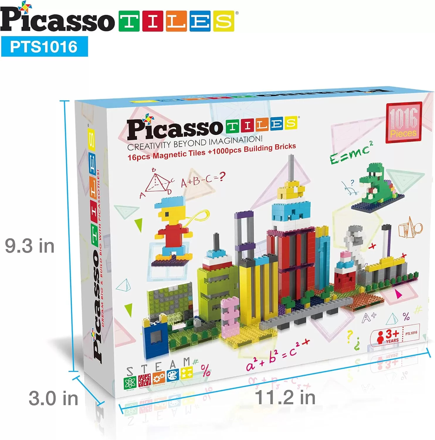 imagePicassoTiles Magnetic Brick Tiles STEM Creative Magnetic Tiles Building Block Set Building Brick Construction Toy Socket Spikes Toys Accessory Educational Imaginative Learning Kit Stacking Set1016pc