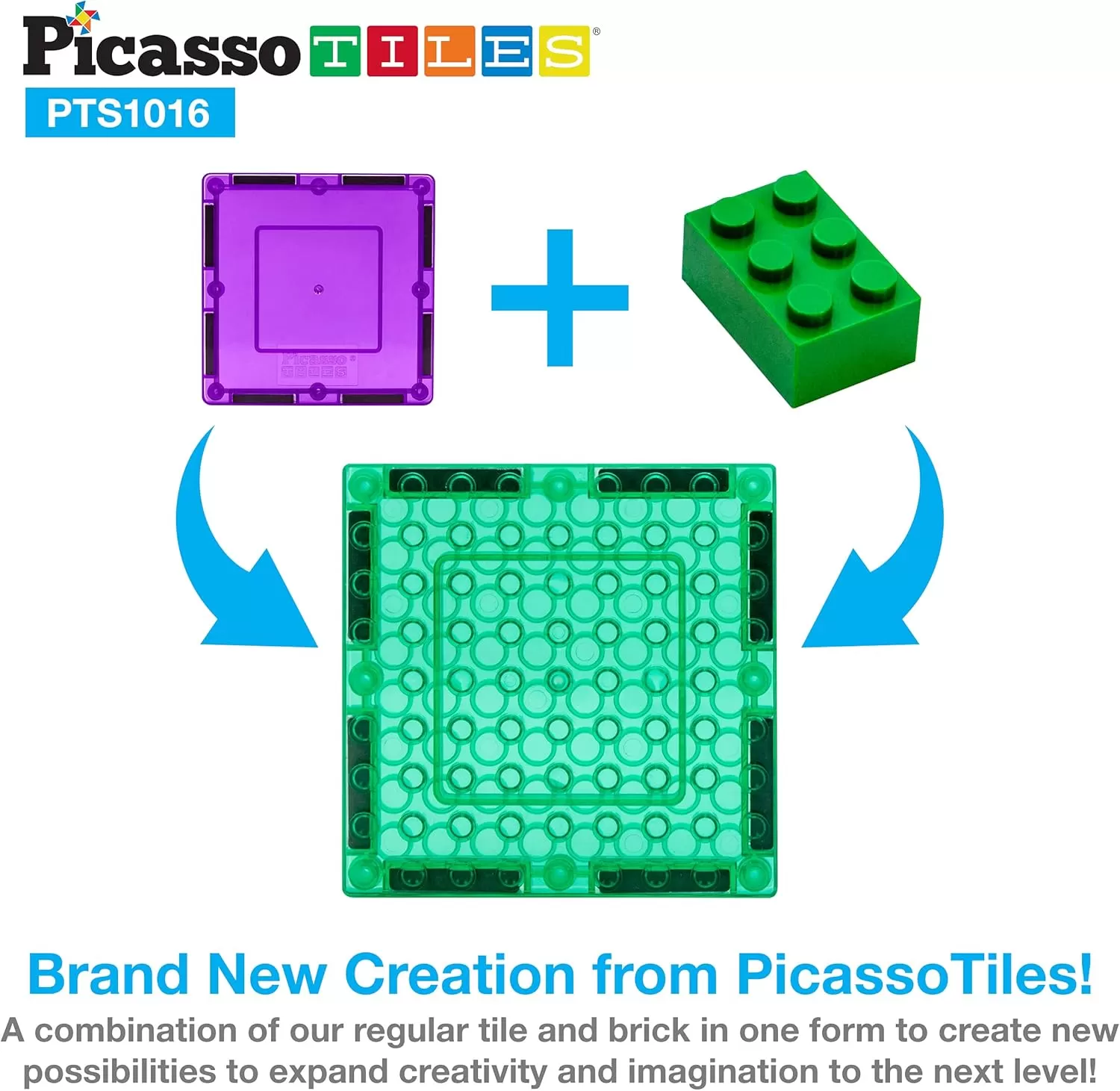 imagePicassoTiles Magnetic Brick Tiles STEM Creative Magnetic Tiles Building Block Set Building Brick Construction Toy Socket Spikes Toys Accessory Educational Imaginative Learning Kit Stacking Set1016pc